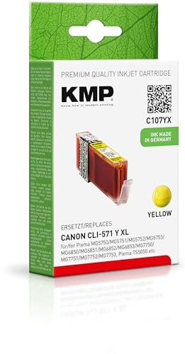 KMP Tintenpatrone passend für Canon CLI571YXL Yellow (0334C001) - für Canon Pixma MG 5750, MG 5751, MG 5752, MG 5753, MG 6850, MG 6851, MG 6852, etc.