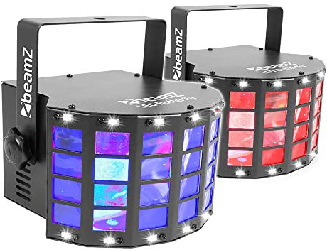 BeamZ Butterfly Derby LED Disco Light Pair with RGB Colours and Strobe Effect - DJ Party Lighting Set, Sound Activated, Auto Light Shows, Stage Events, Home Parties & Mobile Entertainment