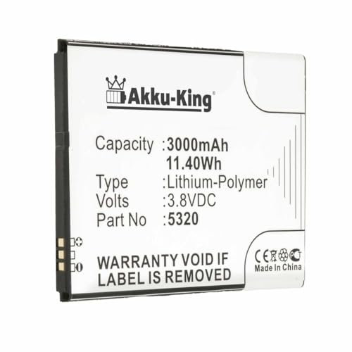 Akku-King Akku kompatibel mit Wiko 5320 - Li-Polymer 3000mAh - für Ridge Fab, Ridge Fab 4G, Casper Via V6, V6X