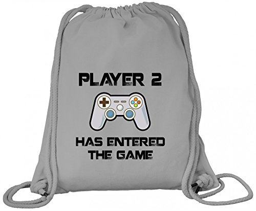 Shirtstreet Geek Nerd Gamer Premium Bio Baumwoll Turnbeutel Rucksack Stanley Stella Player 2 has entered the Game, Größe: onesize,Heather Grey