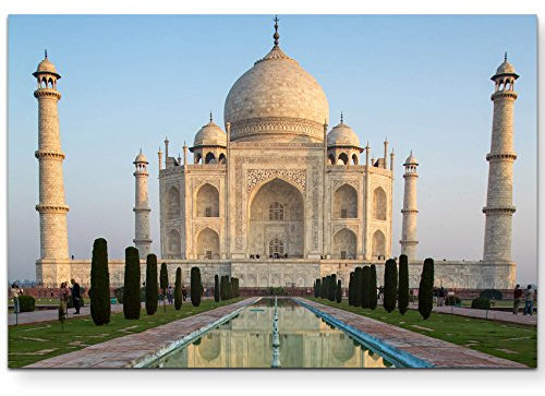 Eau Zone Wandbild auf Leinwand 120x80cm Taj Mahal mit Spiegelung im Wasser