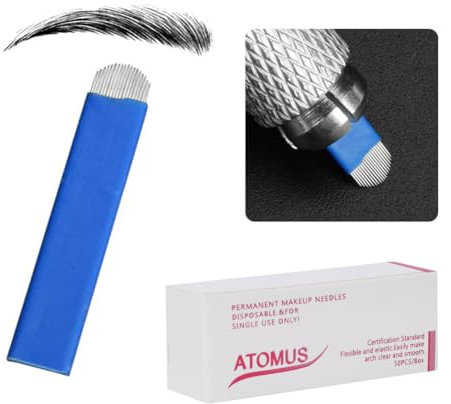 ATOMUS Microblading Nadeln kit 14pin 18u pin Liner Nadeln Permanent Make-Up Augenbraue (50pcs 18U)