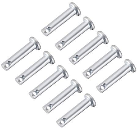 sourcing map 10 Stück Einloch Gabelbolzen 5mm x 20mm Flach Kopf verzinkter Stahl