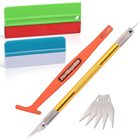 Ehdis Rakel Set, Folierungs-Werkzeug-Set mit Farbrakel mit Filzkante, 30 Grad Skalpell mit Bubble Remover, Einwickeln des Magnetstifts für Klebefolie, Dekorfolie, Möbelfolie, Vinylfolie, Küchenfolie