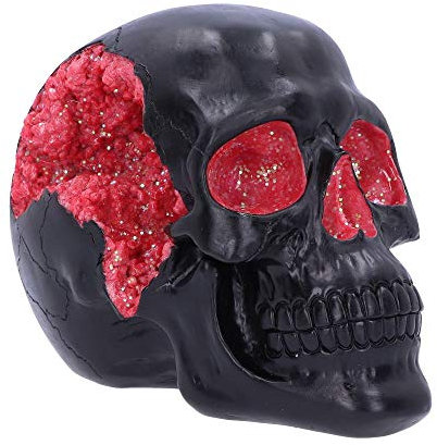 Nemesis Now Horror-Totenkopf-Ornament, Polyresin, schwarz-rote Geode, 17 cm