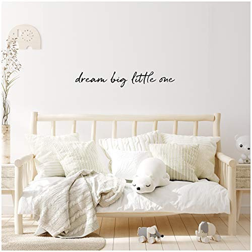 yabaduu Wandtattoo Schrift Sprüche Zitate für Kinderzimmer Babyzimmer Aufkleber Folie Schwarz Matt Deko Selbstklebend (YX009 dream big little one)