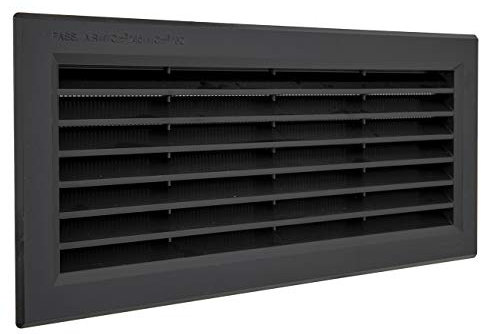 La Ventilazione P31R13N Rejilla de ventilación rectangular de plástico negro empotrable con red antiinsectos. Dimensiones: 315 x 136 mm, 315x136 mm