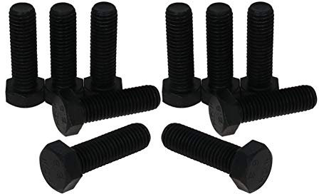MroMax Lot de 10 vis hexagonales M12 x 40 mm en acier au carbone antirouille entièrement filetées Noir