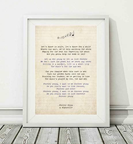 Didymus Co Alphaville – Forever Young – Songtext Kunstdruck (ungerahmt) – Größen A4 A3 (A4 gerahmt mit Passepartout – Weiß