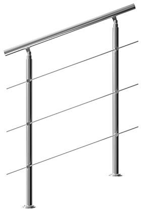 Rampe d'escalier 100 cm acier inoxydable 3 traverses main courante balustrade garde-corps aide escalier balcon intérieur extérieur