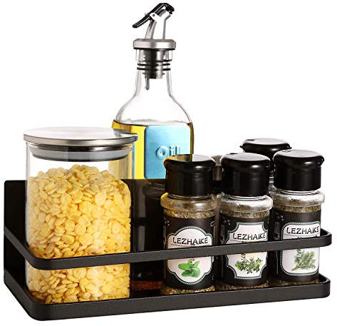 LUOOV Magnetic Spice Rack for Fridge, Wall Mounted Seasoning Organiser Rack Holder, Condiment Storage Unit, Black