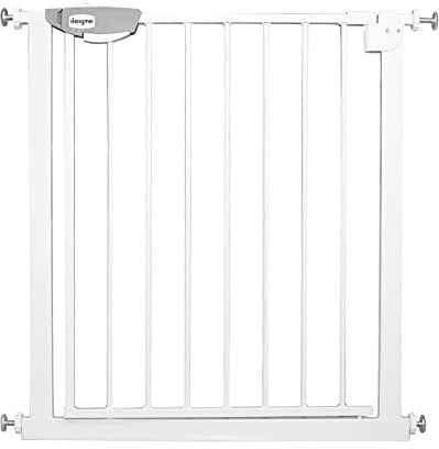 NAIZY Barrera de Seguridad de Niños para Puertas y pasillos Perros Escaleras - Autoclose N Stop Sin Taladrar - 75-85 cm (Blanco)