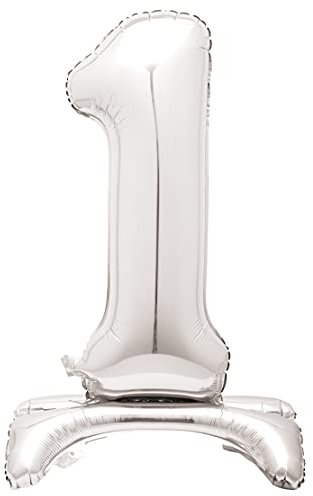 Unique Party 59581 - Riesen Stehen Nummer 1 Ballon - 76 cm - Silber