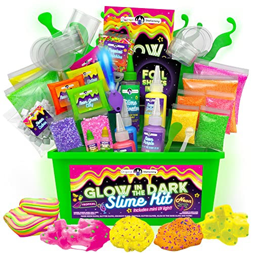 Original Stationery Kit de Fabrication de Slime pour Faire du Slime Croquant Néon, Floam, Gelée, Compléments Scintillants Kits de Slime pour Filles