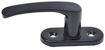 Aqbau® Fenstergriff schwarz aus Metall für Fenster & Balkontür | 43 mm Schraublochabstand, Rosette 28×73 mm, Vierkant 7 mm, inkl. Montageschrauben, passend für PVC/Alu/Holz