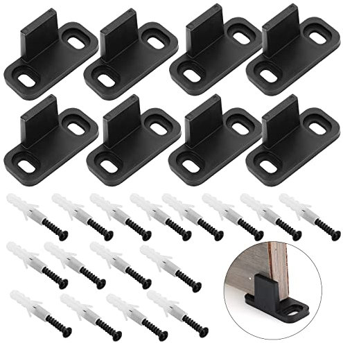 Prasacco 8 Pcs Barn Door Floor Guides, Black Pocket Door Guide Sliding Door Track Guide Closet Door Floor Guide Barn Door Hardware