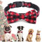 Weihnachten Halsband Hund Katze, Halsbänder mit Fliege Weihnachts Kariertes Kostüm Hundehalsband Abnehmbar Schleife, Rot Verstellbare Halsband Geschenk für Klein Mittlere Groß Hunde Katzen Welpen (L)