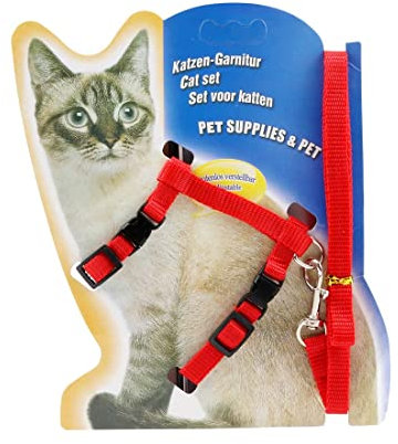 1 Stück Katzengeschirr mit Leine Ausbruchsicher Verstellbare Katzenleine mit Geschirr für Katzen Nylon Katzen Leine Katzengeschirr Kitten für Kleine Katzen Kaninchen und Hunde