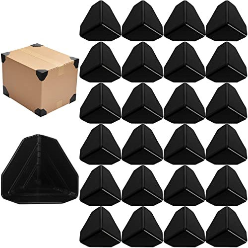 ZENFUN 200 Stück Verpackungskantenschutz, Robuster Kunststoff Eckenschutz für Versandkartons, Schwarz, 6 cm L x B x H
