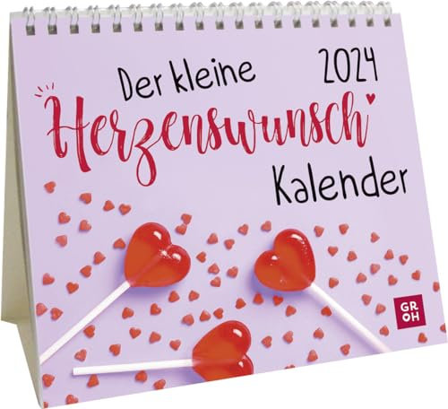Groh Verlag Mini-Kalender 2024: Der kleine Herzenswunschkalender: Kleiner Tischkalender zum Aufstellen mit Monatskalendarium und Platz für Notizen