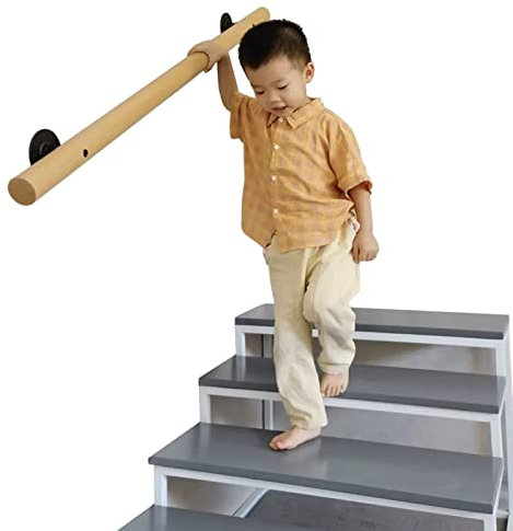 ERRULAN Handläufe Kinder Ältere Treppe Wand Handlauf Holz, Handicap-Griffstangen Für Innen- Und Außentreppen, Rustikales Treppengeländer Mit Befestigungssatz (Size : 560cm/18.4ft (4 Part))
