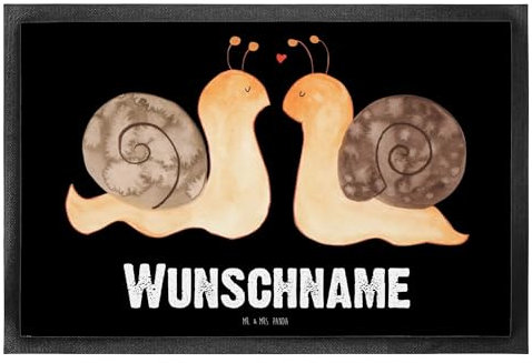 Mr. & Mrs. Panda Personalisierte Fußmatte Schnecken Liebe 40 x 60 cm - Personalisierte Geschenke, Freund, Personalisieruung, Fußmatte Bedrucken,