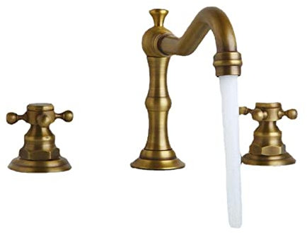 BiaoTeng Mitigeur Lavabo 3 Trous,Robinet Retro Salle De Bain Laiton,Robinet Salle De Bain Froid Et Chaud,Robinet Pour Vasque A Poser,Robinet 3 Trous Lavabo Noir,Antiquité