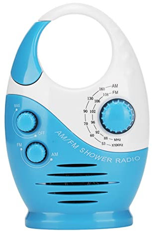 Radio de Douche, Radio de Douche AM FM Portable étanche avec Poignée Supérieure pour Salle de Bain à L'extérieur, Haut-parleurs Intégrés, Bleu