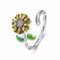 Qings Sonnenblumen Ring für Damen, 925 Sterling Silber Einstellbarer Blume Ringe Sie Sind Mein Sonnenschein Offener Ring Schmuck Geschenk für Frauen Mädchen