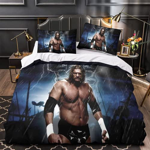 FIKUP WEW Bettwäsche 135x200 cm,Roman Reigns Bettwäsche Set,2-teilig, Bettbezug Für Jungen Und Mädchen,Kissenbezug 80x80cm,doppelbett (D,135x200/75x50cm)