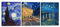 Wieco Art Impression sur toile à 3 panneaux de peintures de Vincent Van Gogh Reproduction de peintures de nuit étoilée sur le Rhône Café Terrasse la nuit Art mural pour décoration murale de salon,