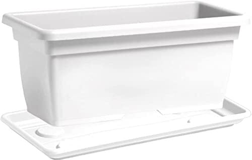 eacommerce Vaso + Sottovaso Rettangolare in Plastica PPL Colore Terracotta Cassetta Mega Per interni ed esterni (80x40x34H cm, Colore Bianco)