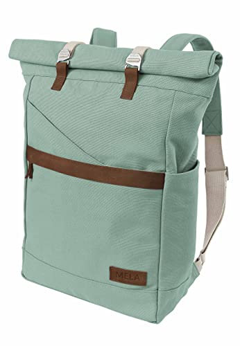 MELAWEAR® Rucksack “Ansvar I” 19 Liter · für Damen & Herren · Laptoprucksack mit 15” Laptopfach · Wasserabweisend, Fair Trade & GOTS-zertifiziert · Rolltop Backpack für Schule, Arbeit & Uni · Sage