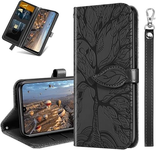 IMIRST Wallet Case for Apple iPhone 14 - Premium Leather Card Slots Kickstand Flip Protective Case Cover for Apple iPhone 14, RX2 Tree Black