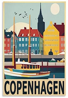 Copenhagen Coast Vintage Reiseposter Landschaft 20 x 30 cm Wandkunstdruck Leinwand Kunst Poster Moderne Familie Schlafzimmer Dekor Poster