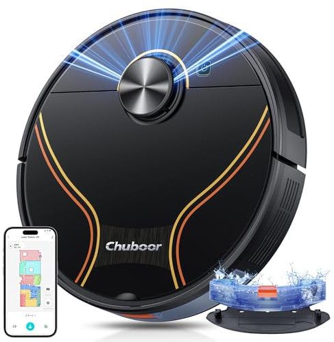 Chuboor Saugroboter mit Wischfunktion 3 in 1 6500Pa Saug und Wischroboter, LiDAR Navigation, Staubsauger Roboter mit App/WiFi/Alexa, Auto-Aufladung, 150 Min Laufzeit, für Tierhaare, Teppich Hartböden