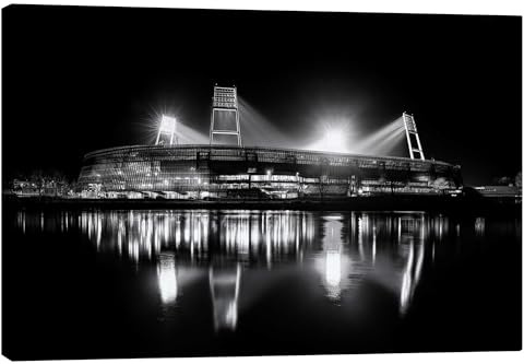 Posterlounge Bremer Stadion schwarz/weiß Leinwandbild | 90 x 60 cm von Tanja Arnold Photography Schwarz Wandbilder Wanddeko