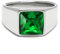 Schmuck-Checker Herren Ring Solitär Stein Smaragd-Grün für den kleinen Finger aus 316L Edelstahl silber poliert schlichter Ring mit grünem Stein (66 (21,0 mm Ø))