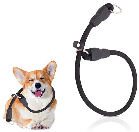 Rope Collar Dog Non-Slip Collar Dog Training Collar, Round Nylon Dog Collar Adjustable No Tension P Collar Soft Adjustable Nylon Training Choke Chain Collar for Pet Outdoor Walking Small Medium Puppy