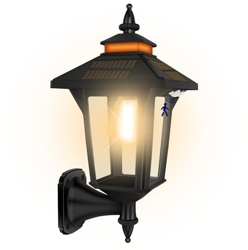 Lampes solaires d'extérieur avec 3 modes d'éclairage et détecteur de mouvement, lanternes solaires intelligentes d'extérieur étanches, appliques murales solaires modernes pour grange, abri de jardin,