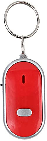 Dispositif Anti-Perte de Recherche de clé de sifflet à Commande vocale, LED sonore de Porte-clés avec sifflet, traceur de localisation Anti-Perte avec lumière Clignotante d'alarme (Rouge)