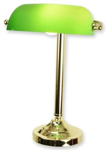 Casa Padrino Banker Schreibtischleuchte Gold/Grün 27 x 23 x H. 40,5 cm - Messing Tischleuchte mit Glas Lampenschirm - Banker Lampe