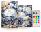 ALAZA White Navy Blue Flowers Floral Flickering Flameless Candles Battery Operated with Remote Timer,Tea Light Candles LED Pillar Votive Candles Set of 2 for Outdoor Indoor Decorations