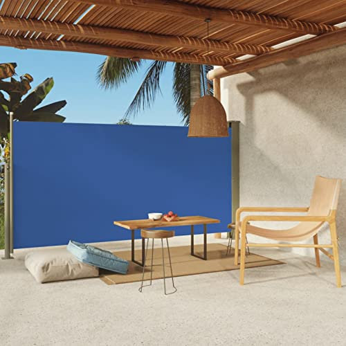 BaraSh Auvent latéral rétractable de Patio 160x300 cm Bleu,Parasols Et Stores pour Patio,Parasol pour Balcon,Coupe Vent Terrasse