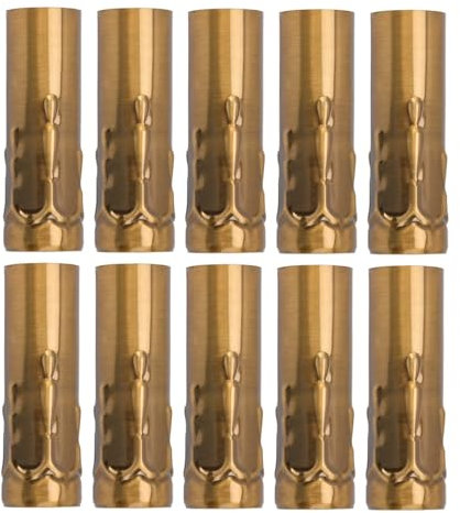 Manchon De Base De Lampe De Bougie De Lustre, 10 Pièces, Manchons De Couverture De Douille en Forme De Bougie, E14 Douille De Bougie Caches, Bougie Lampe Titulaire Tube (Bronze Doré)