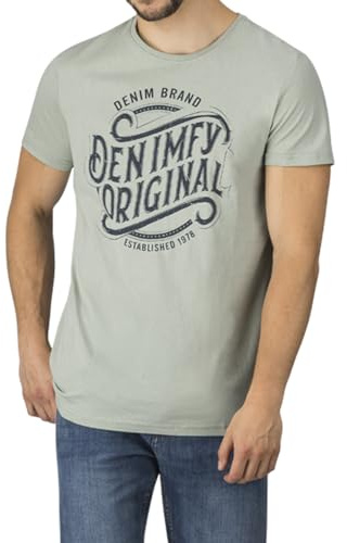 DENIMFY Tshirt Herren Baumwolle Regular Fit DFNuri Rundhals Kurzarm Sommer Tee Shirt Logoprint, Größe:4XL, Farben:Iceberg Green (IDY)