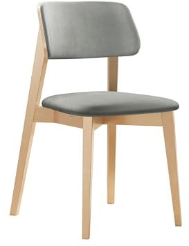 Mirjan24 Esszimmerstuhl Taskir C, B:47 x H:80 x T:49 cm, Stuhl aus Buchenholz für Esszimmer, 2 mal lackiert, Lack auf Wasserbasis, Gepolsterte Lehne und Sitzfläche (Buche/Magic Velvet 2217)