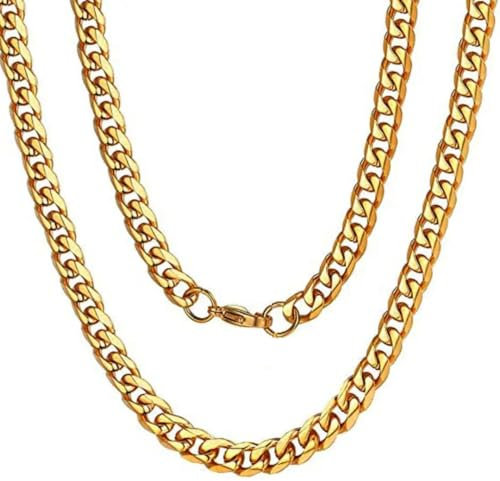 DVRK® Goldkette Herren 55 cm Wasser- und Schweißbeständig – Herren Kette Gold aus 316L Edelstahl – Halskette Kubaner Stil – Schmuck für Männer