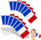 Bandera de Francia Pequeña, ZoneYan 30 Piezas Mini Bandera Francesa con Poste Blanco de 30cm, para Día de la Bastilla y Partidos de Fútbol, 14 x 21 cm