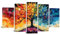 JOSUE 5-teiliges Set Baum Des Lebens Bild Vier-Jahreszeiten-Baum Wohnzimmer Bilder Groß Leinwand,Gelb Bild Moderne Wandbilder Wohnzimmer Schlafzimmer Wanddeko-100x200cm Gerahmt